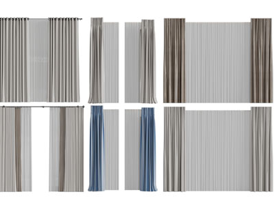 现代窗帘窗纱3d模型 现代窗帘窗纱