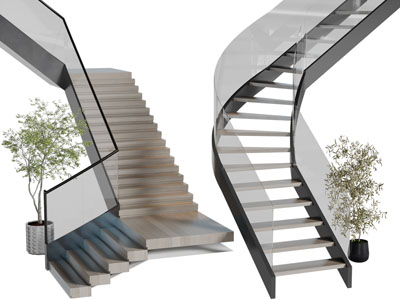现代旋转楼梯D3d模型 现代旋转楼梯D