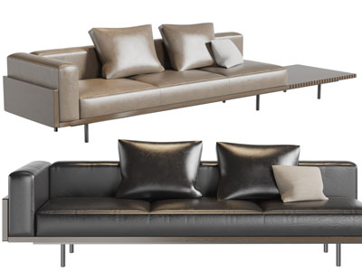 现代真皮多人沙发3d模型 现代真皮多人沙发