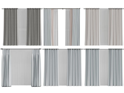 现代布艺窗帘窗纱3d模型 现代布艺窗帘窗纱