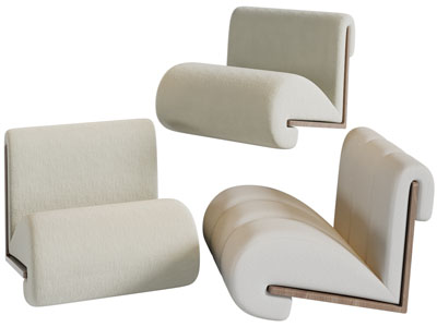 侘寂风单人沙发3d模型 侘寂风单人沙发