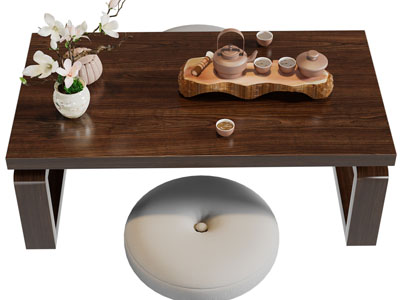 新中式实木茶几、茶具杯子