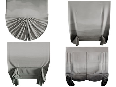 新中式罗马帘、拉帘3d模型 新中式罗马帘、拉帘