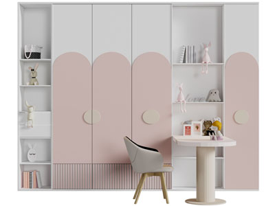 现代公主房衣柜、书桌椅组合3d模型 现代公主房衣柜、书桌椅组合