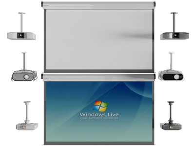 现代投影仪、幕布3d模型 现代投影仪、幕布