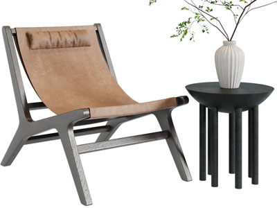 现代休闲椅子、边几