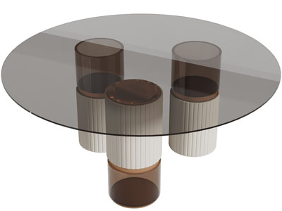 现代圆形玻璃茶几