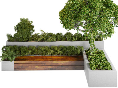 现代户外花坛植物公共椅子