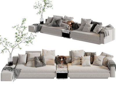 现代布艺多人沙发3d模型 现代布艺多人沙发