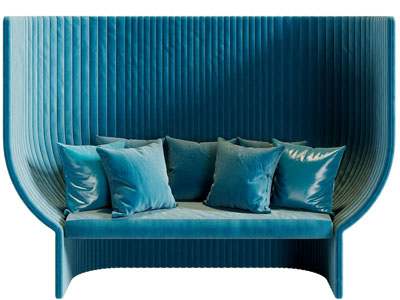 现代蓝色高靠背多人沙发3d模型 现代蓝色高靠背多人沙发
