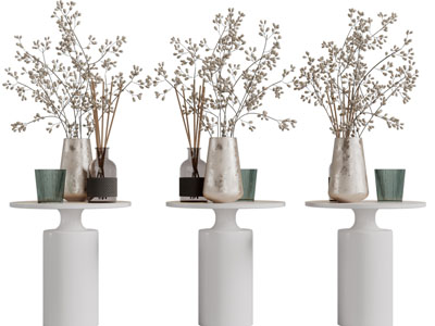 现代边几、花瓶花卉