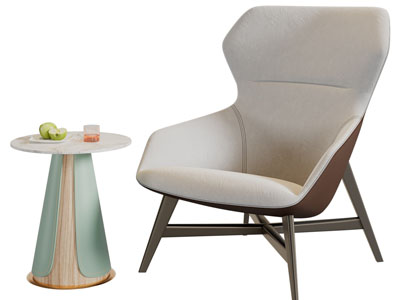 现代休闲椅子、边几