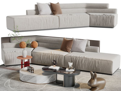 现代布艺多人沙发、茶几组合3d模型 现代布艺多人沙发、茶几组合