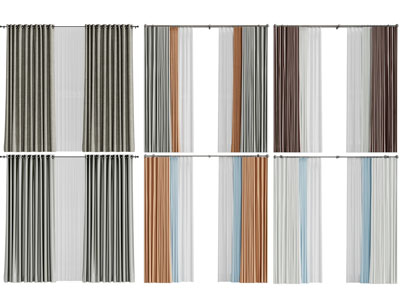 现代布艺窗纱窗帘3d模型 现代布艺窗纱窗帘