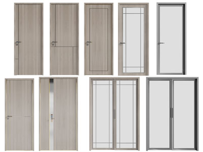 现代实木平开门、推拉门