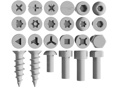 现代螺丝钉五金件3d模型 现代螺丝钉五金件