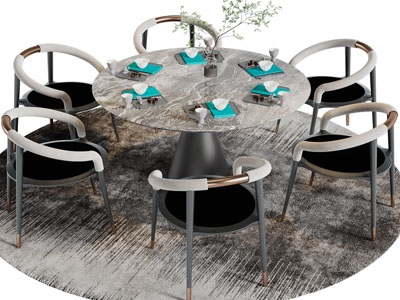现代圆形餐桌椅组合