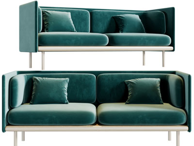 现代复古双人沙发3d模型 现代复古双人沙发