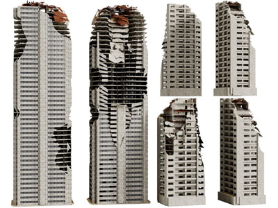 工业风爆破毁坏的大楼