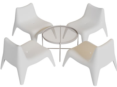 现代休闲椅子、边几