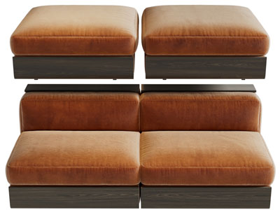 现代布艺双人沙发、脚踏3d模型 现代布艺双人沙发、脚踏