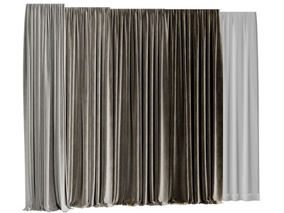 现代布艺窗帘窗纱3d模型 现代布艺窗帘窗纱