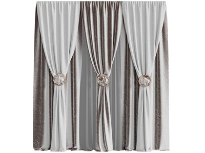 现代布艺窗帘窗纱3d模型 现代布艺窗帘窗纱