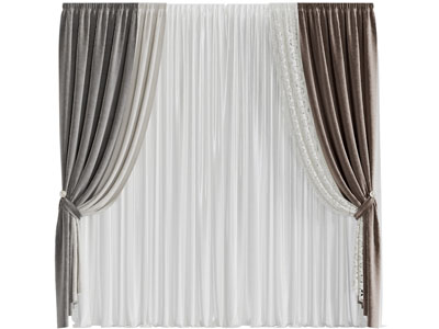 现代窗帘窗纱3d模型 现代窗帘窗纱