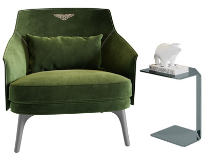 现代休闲单人沙发、边几3d模型 现代休闲单人沙发、边几