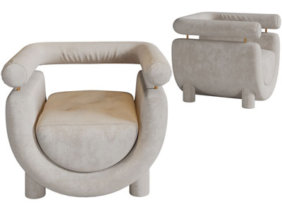 侘寂风单人沙发3d模型 侘寂风单人沙发