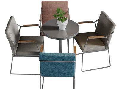 现代休闲椅子、边几