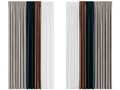 现代布艺窗帘窗纱3d模型 现代布艺窗帘窗纱