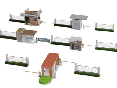 现代带警卫厅的大门