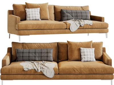 现代布艺双人沙发3d模型 现代布艺双人沙发