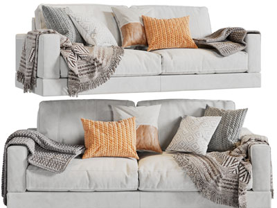 现代布艺双人沙发3d模型 现代布艺双人沙发