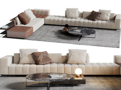 现代多人沙发、茶几组合