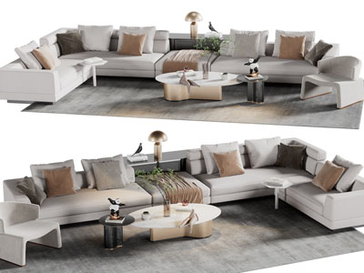 现代多人沙发、休闲沙发、茶几组合