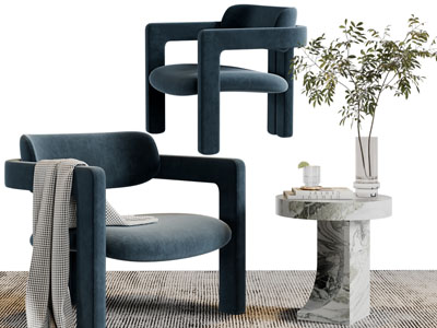 现代休闲椅子、边几
