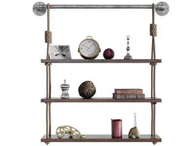 工业风绳编墙面置物装饰架