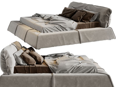 现代布艺双人床