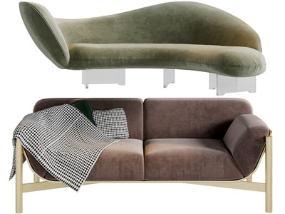 现代轻奢双人沙发3d模型 现代轻奢双人沙发