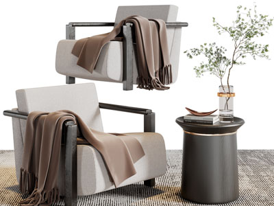 现代休闲椅子、边几