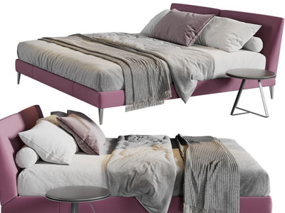 现代布艺双人床