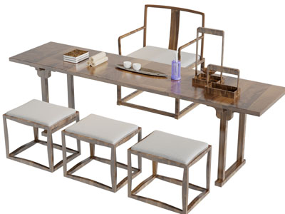 新中式实木茶桌椅组合