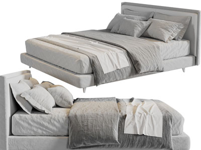 现代布艺双人床