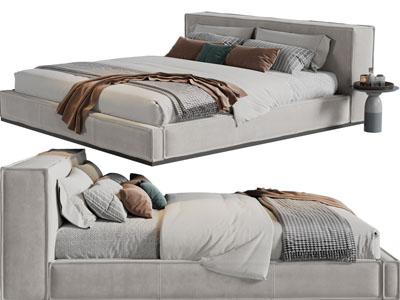 现代布艺双人床