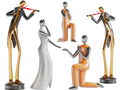 现代雕塑摆件组合