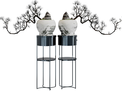 新中式花架盆景盆栽