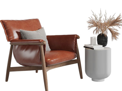 北欧休闲沙发椅子、边几3d模型 北欧休闲沙发椅子、边几