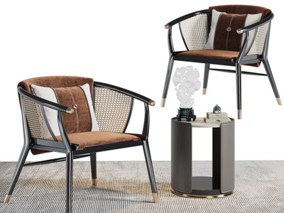 新中式休闲椅子、边几